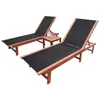 Image de vidaXL Lot de 2 Chaises Longues et Table Bain de Soleil Transat de Terrasse Siège de Jardin Patio Extérieur Bois 273752