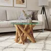 Image de vidaXL Table basse Bois flottant de teck massif 60 cm
