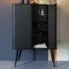 Image de Buffet 2 portes 100x45x140 cm décor chêne noir - BARBIER