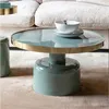 Image de Table basse 60x60x35 cm en métal vert et doré - GLAM
