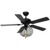 Image de Ventilateur de plafond noir avec bois et interrupteur à tirette - mistral johanna