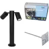 Image de Lampe d'extérieur noire avec piquet de terre et presse-étoupe 45cm 2 lumières ip44 - duo