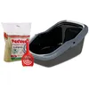Image de Bac à litière - PEEWEE - EcoMinor - Noir/Anthracite - Système 2 compartiments anti-odeurs - Granulés bois 9 kg