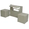 Image de Ensemble de balcon table et pouf ou banc Gris Java - Jardideco