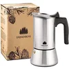 Image de Cafetière Italienne - Groenenberg - 6 Tasses - Acier Inoxydable - Compatible Induction - Facile à Nettoyer