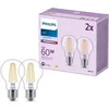 Image de Pack de 2 ampoules LED - PHILIPS - E27 - 60W - Transparentes - Blanc froid - Verre