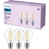 Image de Pack de 3 ampoules LED - PHILIPS - E27 - 60W - Transparentes - Blanc froid - Verre