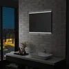 Image de vidaXL Miroir Mural à LED de Salle de Bain et Capteur Tactile Miroir à Eclairage Miroir à Lumière Miroir Carré Intérieur 144733