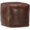Image de Pouf 40 X 40 X 40 Cm Marron Foncé Cuir Véritable De Chèvre Vidaxl