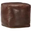 Image de Pouf - vidaXL - Marron foncé - Cuir véritable de chèvre - 40 x 40 x 40 cm - Vintage