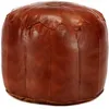 Image de Pouf 40 X 35 Cm Brun Roux Cuir Véritable De Chèvre Vidaxl