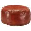 Image de Pouf 60 X 30 Cm Brun Roux Cuir Véritable De Chèvre Vidaxl
