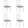 Image de vidaXL Chaises à manger avec coussins lot de 4 blanc bois solide 247635
