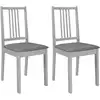 Image de Chaises À Manger Avec Coussins Lot De 2 Gris Bois Solide Vidaxl