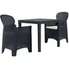 Image de Ensemble De Bistro 3 Pcs Plastique Anthracite Aspect De Rotin Vidaxl