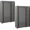 Image de Garde-robes Pliables 2 Pcs Gris 110x45x175 Cm Tissu Vidaxl