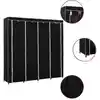 Image de Garde-robe Avec 4 Compartiments Noir 175x45x170 Cm Vidaxl