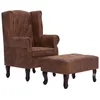 Image de Fauteuil Chesterfield Et Repose-pieds Marron Similicuir Daim Vidaxl