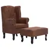 Image de Vidaxl fauteuil chesterfield et repose-pieds marron similicuir daim 281277