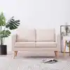 Image de Canapé À 2 Places Tissu Crème Vidaxl