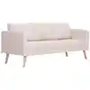 Image de Canapé À 3 Places Tissu Crème Vidaxl