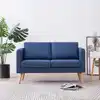 Image de Canapé À 2 Places Tissu Bleu Vidaxl