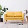 Image de Canapé À 2 Places Tissu Jaune Vidaxl