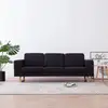 Image de Canapé À 3 Places Tissu Noir Vidaxl