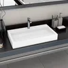 Image de vidaXL Lavabo 80x46x11 cm Fonte minérale/marbre Blanc