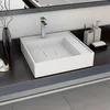 Image de Lavabo - vidaXL - 50x50 cm - Fonte minérale - Blanc - Design tendance et facile à nettoyer