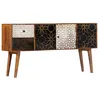 Image de vidaXL Buffet avec motif imprimé 130x30x70 cm Bois de manguier massif 247917