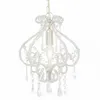 Image de vidaXL Suspension Plafond Ampoules E14 24x32 cm Base Métal Blanche avec Perles Acryliques Lustre Élégant et Contemporain 281593