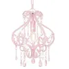 Image de vidaXL Suspension Plafond Ampoules E14 24x32 cm Base Métal Rose avec Perles Acryliques Lustre Élégant pour Chambre 281595