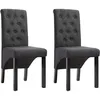 Image de Chaises À Manger Lot De 2 Gris Foncé Tissu Vidaxl