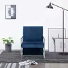 Image de Fauteuil Avec Pieds Chromés Bleu Velours Vidaxl