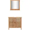 Image de Armoire Pour Lavabo Avec Miroir Bois De Noyer Massif Vidaxl