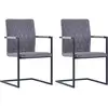 Image de Chaises À Manger Cantilever Lot De 2 Gris Foncé Similicuir Vidaxl
