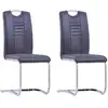 Image de Chaises À Manger Cantilever Lot De 2 Gris Similicuir Daim Vidaxl