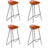 Image de Chaises De Bar Lot De 4 Marron Cuir Véritable Vidaxl