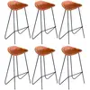 Image de Chaises De Bar Lot De 6 Marron Cuir Véritable Vidaxl