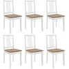 Image de Chaises À Manger Avec Coussins Lot De 6 Blanc Bois Solide Vidaxl