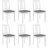 Image de Chaises À Manger Avec Coussins Lot De 6 Blanc Bois Solide Vidaxl