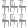 Image de vidaXL Chaises à manger avec coussins lot de 6 gris bois solide 276407