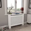 Image de Cache-radiateur - VIDAXL - Blanc - MDF - Design moderne à lattes