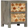 Image de Table De Chevet Gris 40x30x50 Cm Bois De Manguier Massif Vidaxl