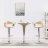 Image de Tabourets De Bar Lot De 2 Crème Bois Courbé Et Similicuir Vidaxl