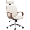 Image de Chaise De Bureau Avec Appuie-tête Crème Similicuir Et Bois Vidaxl