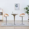 Image de Tabourets De Bar Lot De 2 Crème Similicuir Et Bois Courbé Vidaxl