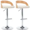 Image de vidaXL Tabourets de bar lot de 2 crème similicuir et bois courbé 283147