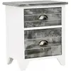 Image de Vidaxl table de chevet gris et blanc 38x28x45 cm bois de paulownia 284047